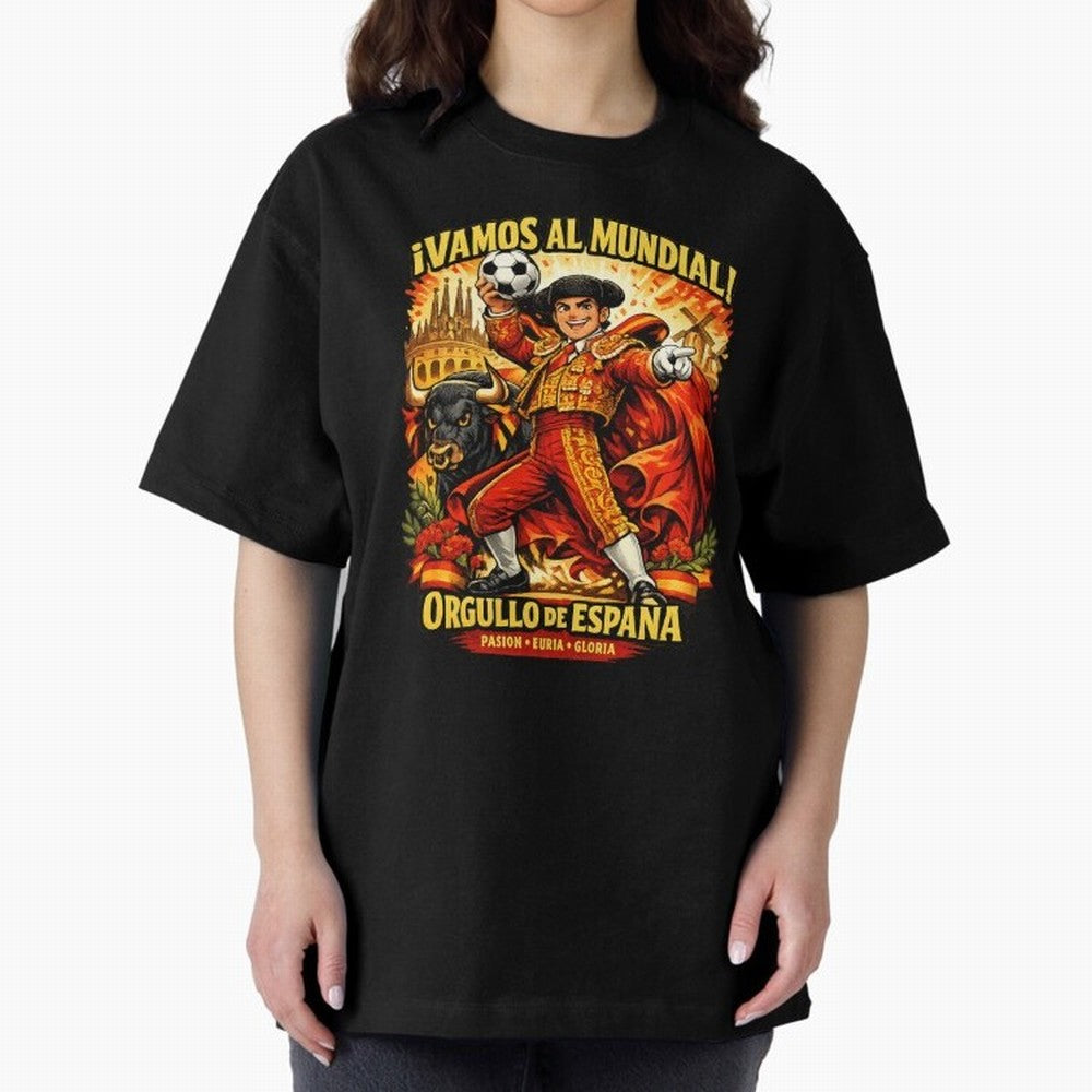 Spain World Cup 2026 Matador Fan Shirt Oversized T-Shirt Remember Match Day Hype around FIFA World Cup 2026, CR7, Spain, Football Festival Excitement, Trophy Ambitions, Country Rivalries and Star Player Buzz; Perfect for Fans, Collectors, Family