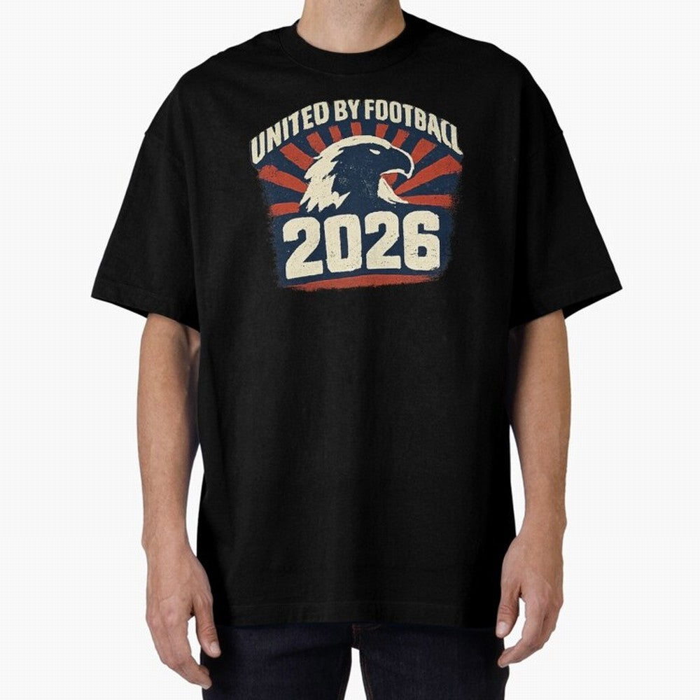 United By Football 2026 Vintage Soccer Fan USA T-Shirt Oversized T-Shirt Experience the Global Stage of FIFA World Cup 2026 USA Canada Mexico for Fans of Messi, CR7 and Mbappe and Portugal, Bringing Match Day Excitement, Supporter Culture, Golden