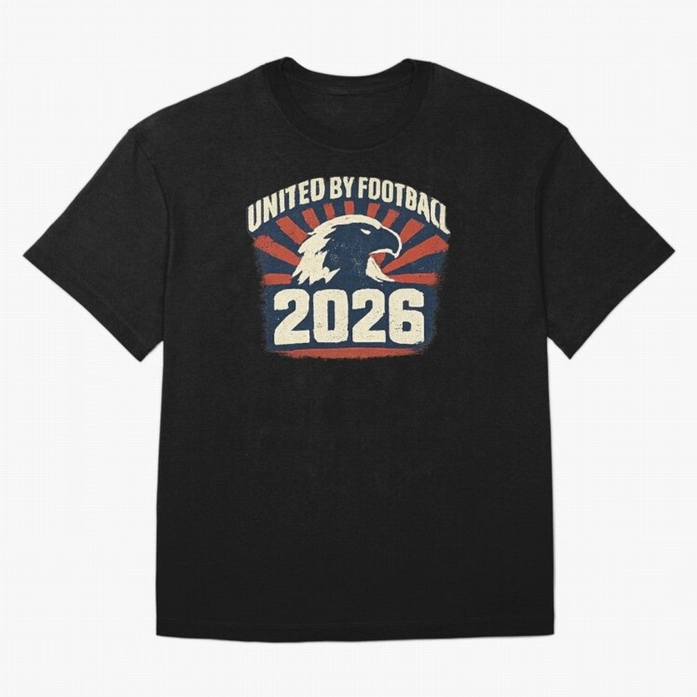 United By Football 2026 Vintage Soccer Fan USA T-Shirt Oversized T-Shirt Experience the Global Stage of FIFA World Cup 2026 USA Canada Mexico for Fans of Messi, CR7 and Mbappe and Portugal, Bringing Match Day Excitement, Supporter Culture, Golden