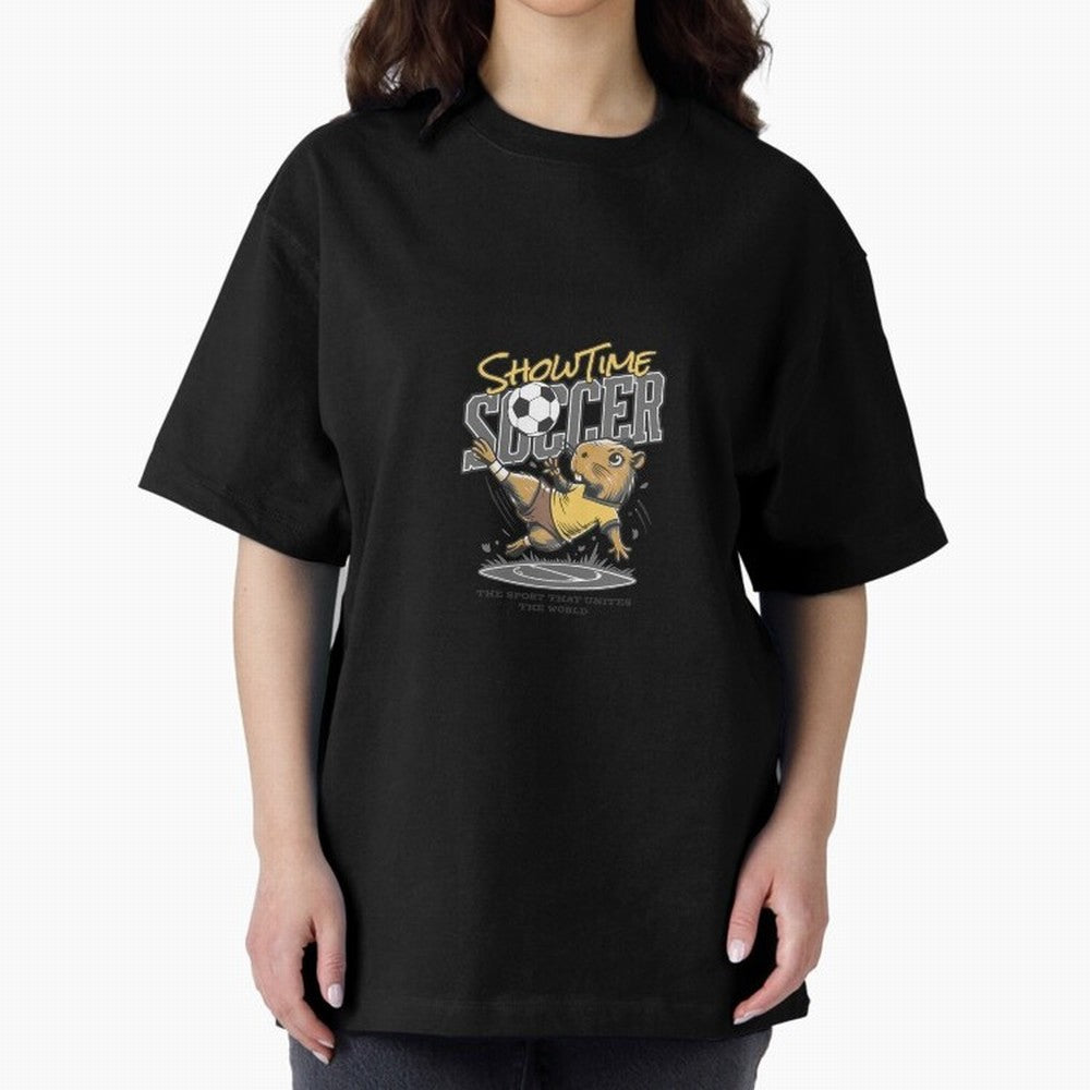 Capybara Playing Soccer Football Gray Vibes Oversized T-Shirt Honor Champions and Dreams in FIFA World Cup 2026 Highlighting Messi, Neymar and Mbappe, France and Portugal Energy, Fan Favorite Moments, National Team Passion, Big Match Drama and