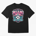 Miami 2026 Host City Emblem Soccer Football Events Oversized T-Shirt Share Global Football Passion for FIFA World Cup 2026, Highlighting Cristiano Ronaldo, Netherlands, Football Festival Excitement, Trophy Ambitions, Country Rivalries and Star
