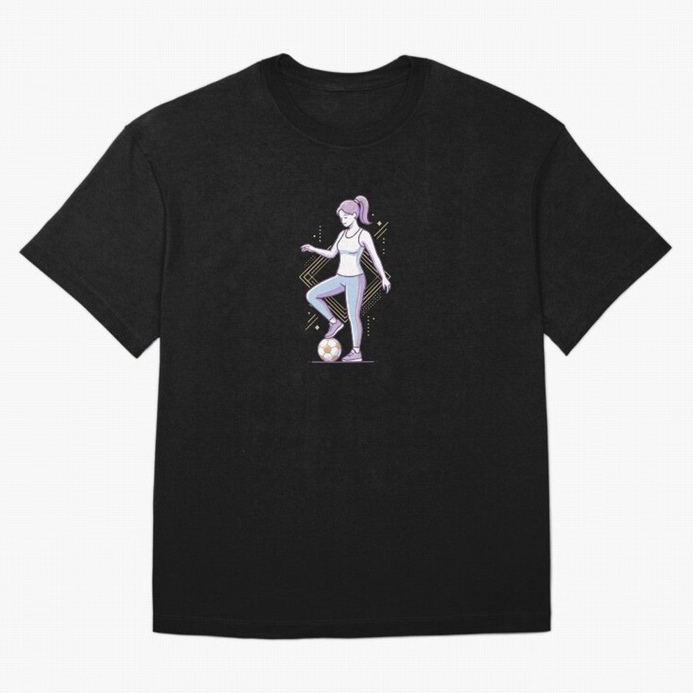 Female Soccer Player Athlete Line Art Oversized T-Shirt Celebrate Every Goal in FIFA World Cup 2026 for Fans of CR7 and England, Bringing Stadium Chants, National Pride, Trophy Dreams and Unforgettable Football Memories; Great for Watch Parties,