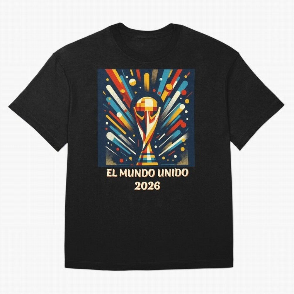 2026 World Cup The United World - Modern Geometric Art Oversized T-Shirt Embrace Global Football Passion for FIFA World Cup 2026, Capturing Mbappe and Neymar, Brazil, Portugal and Argentina, Retro Football Energy, Iconic Rivalries, Trophy Chase