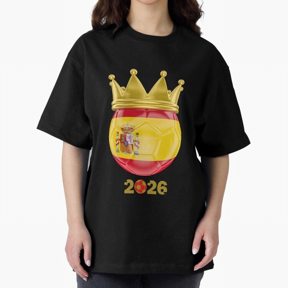 Spain Football Champion Crown 2026 Oversized T-Shirt Represent Fans Who Live for FIFA World Cup 2026 USA Canada Mexico Made for Mbappe and Neymar, Portugal Energy, Fan Favorite Moments, National Team Passion, Big Match Drama and Soccer History;