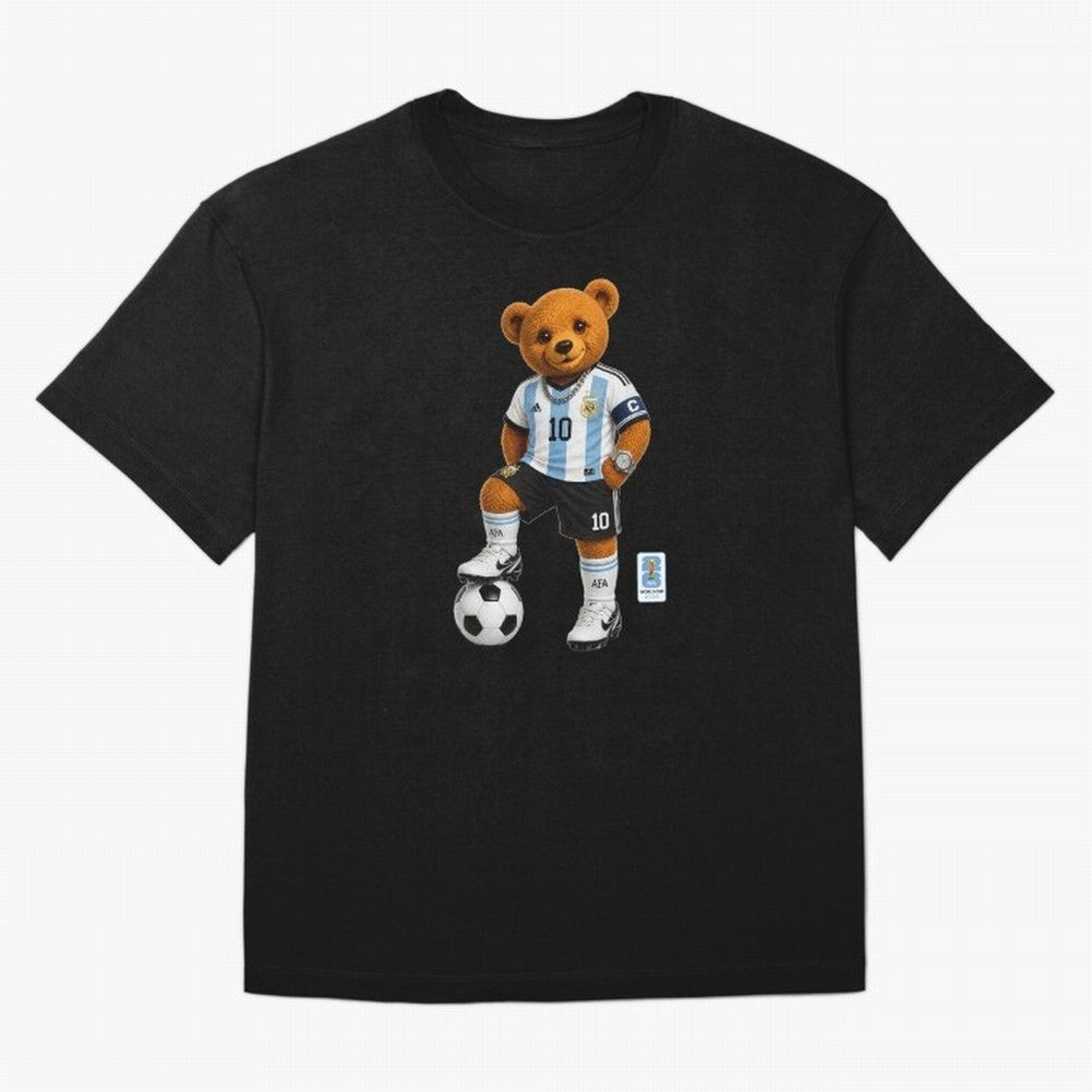Argentina Soccer Bear World Cup Teddy Bear Oversized T-Shirt Bring a Vintage Feel to FIFA World Cup 2026 USA Canada Mexico Celebrating Haaland and Mbappe, France Energy, Football Festival Excitement, Trophy Ambitions, Country Rivalries and Star