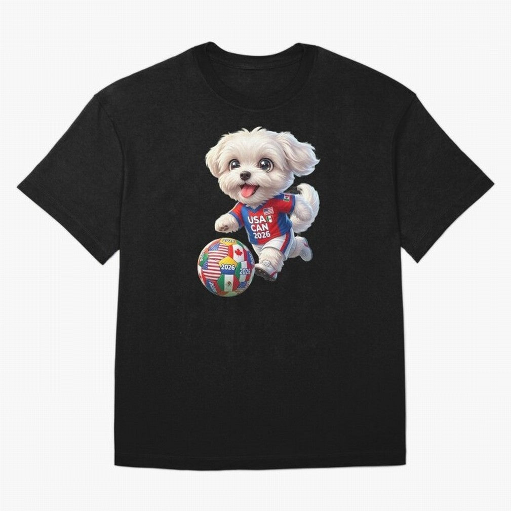 Cute Maltese Soccer Star - FIFA 2026 World Cup Edition Oversized T-Shirt Feel International Energy from FIFA World Cup 2026 USA Canada Mexico Spirit, Made for France, Mbappe, Sports Nostalgia, International Competition, Famous Players and