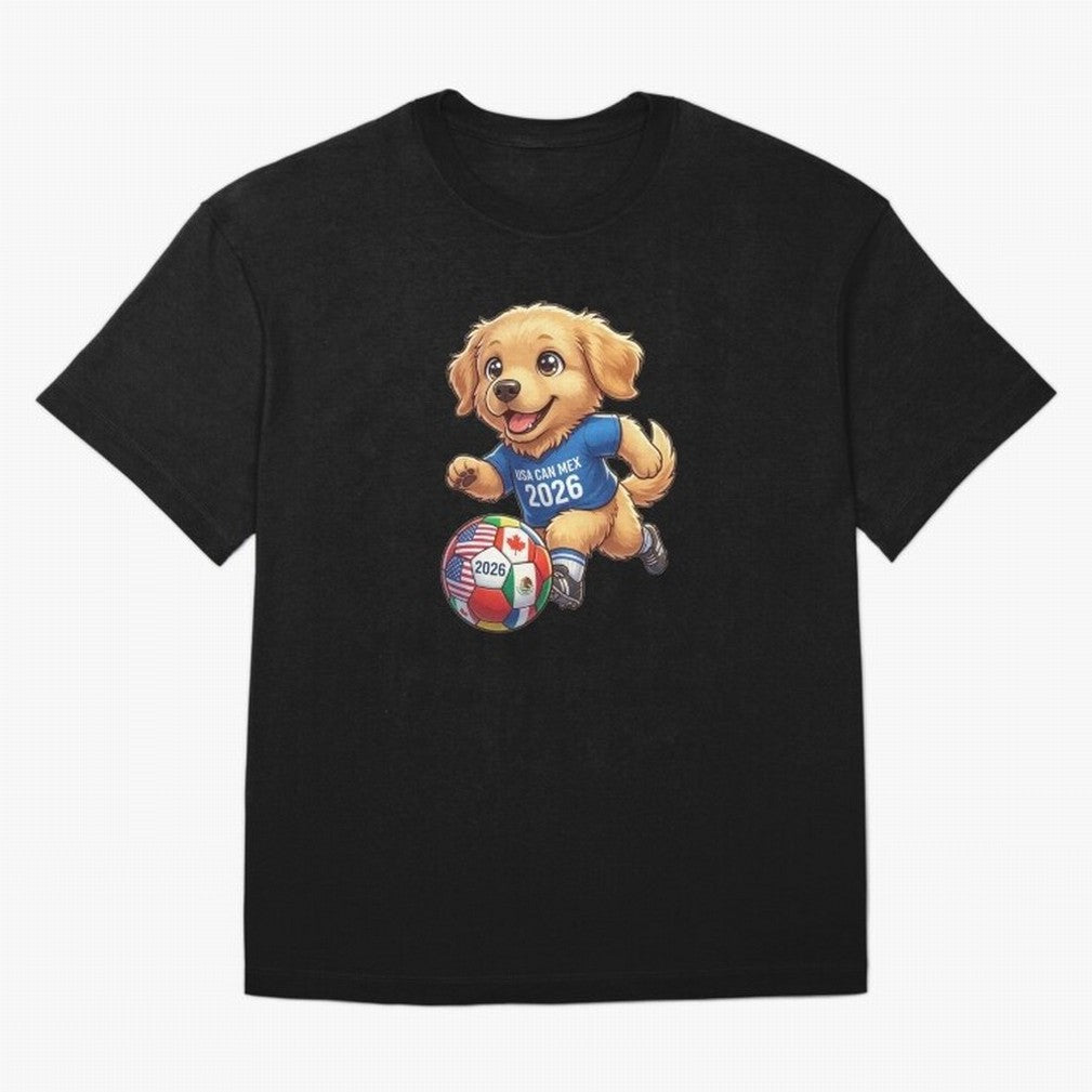 Golden Retriever Soccer Champ - World Cup 2026 Spirit Oversized T-Shirt Bring Legendary Rivalry Energy to Match Day Hype around FIFA World Cup 2026 USA Canada Mexico, Messi and Cristiano Ronaldo, Netherlands, Tournament Hype, Historic Matchups,