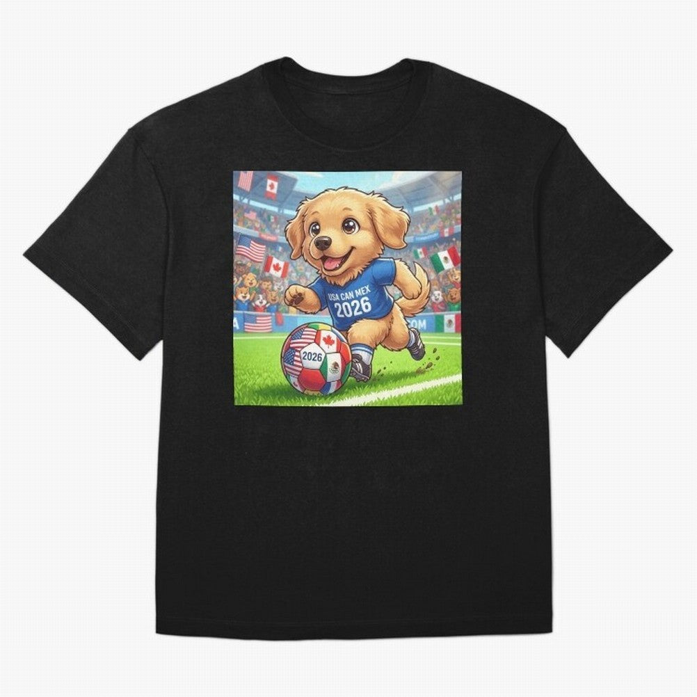 Golden Retriever Soccer Champ - World Cup 2026 Spirit Oversized T-Shirt Feel International Energy from Global Football Passion for FIFA World Cup 2026, Filled with CR7, France, Football Passion, Legendary Performances, Festival Vibes and Supporter