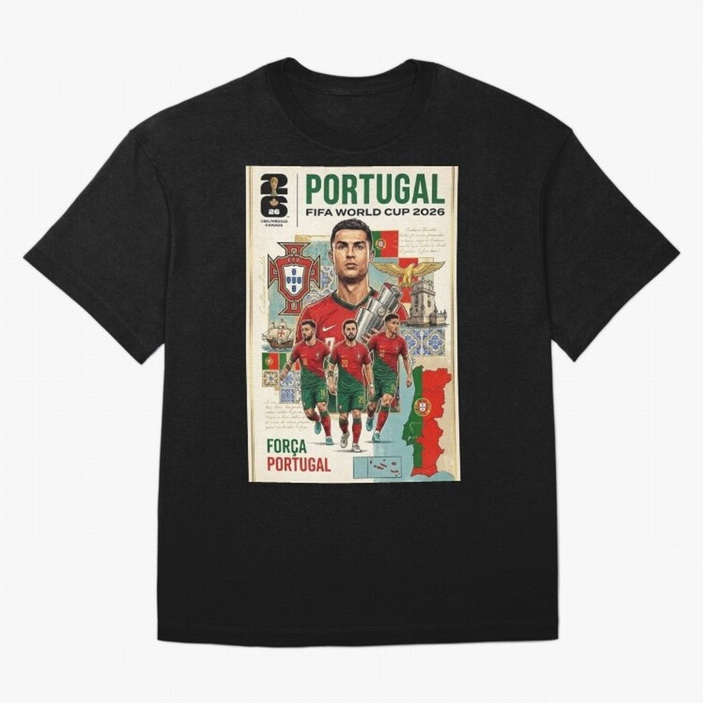 Portugal 2026 ¨C In Search of Glory Oversized T-Shirt Show Championship Spirit for FIFA World Cup 2026 USA Canada Mexico for Fans of Messi and Cristiano Ronaldo and Portugal, Spain and Germany, Bringing Football Festival Excitement, Trophy