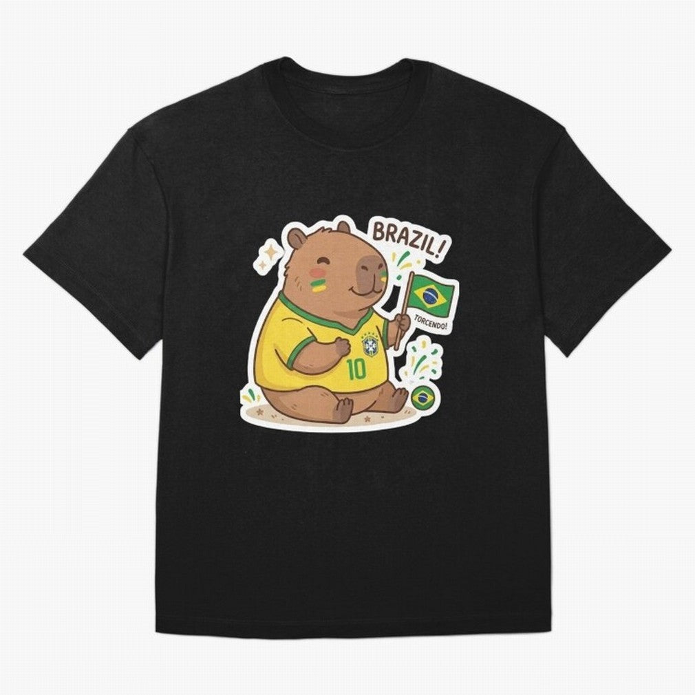 Capivara Torcedora Oversized T-Shirt Share the Excitement of FIFA World Cup 2026 Group Stage for Fans of Messi, Neymar and Mbappe and Spain, Bringing Classic Soccer Heritage, Championship Pressure, Fan Loyalty and International Pride; Perfect for