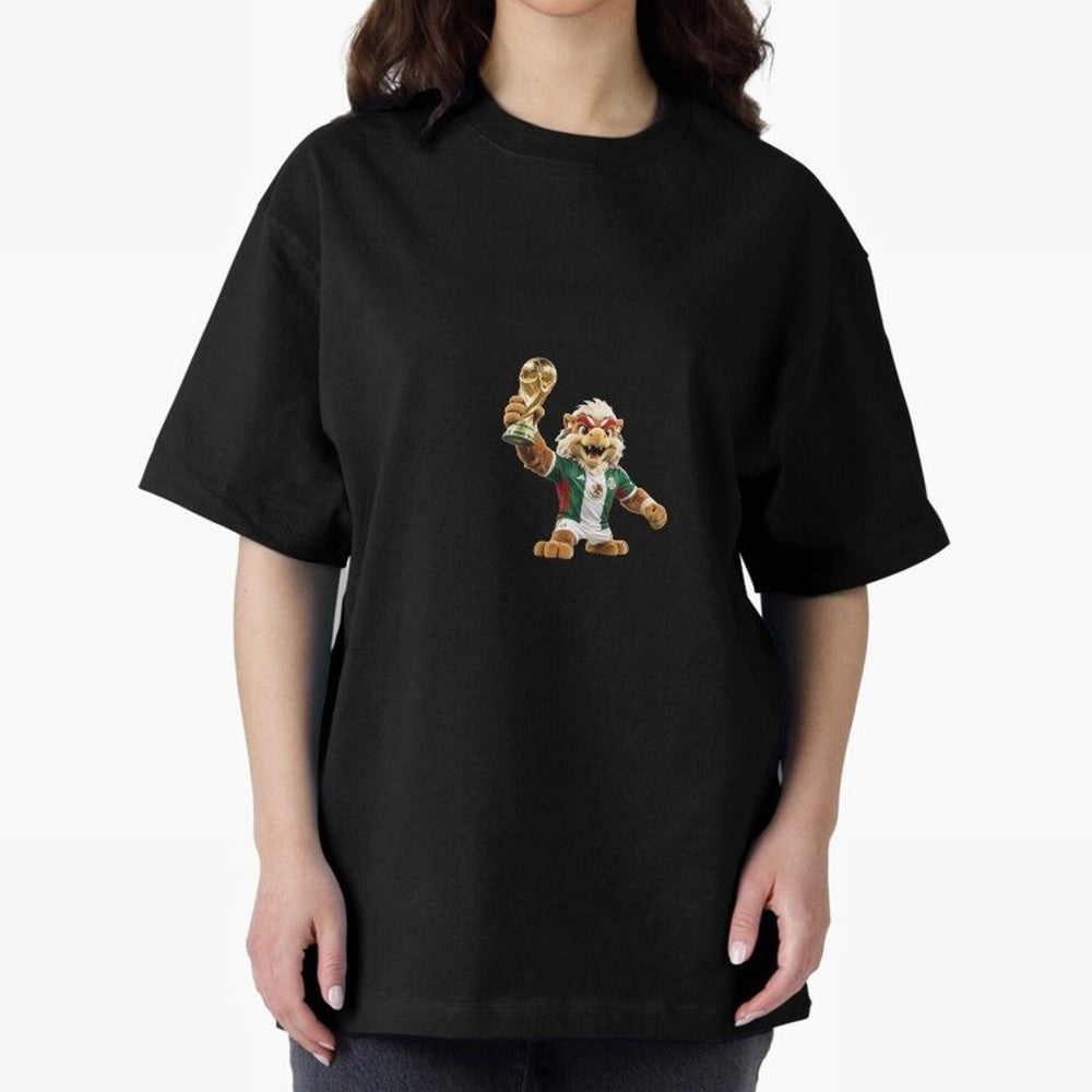 Mexico Soccer Mascot Champion - Mexican Football Victory Trophy 2026 Oversized T-Shirt Follow the Road to FIFA World Cup 2026 USA Canada Mexico Spirit, Built around Argentina, Neymar, Global Supporter Spirit, Legendary Goals, National Colors and