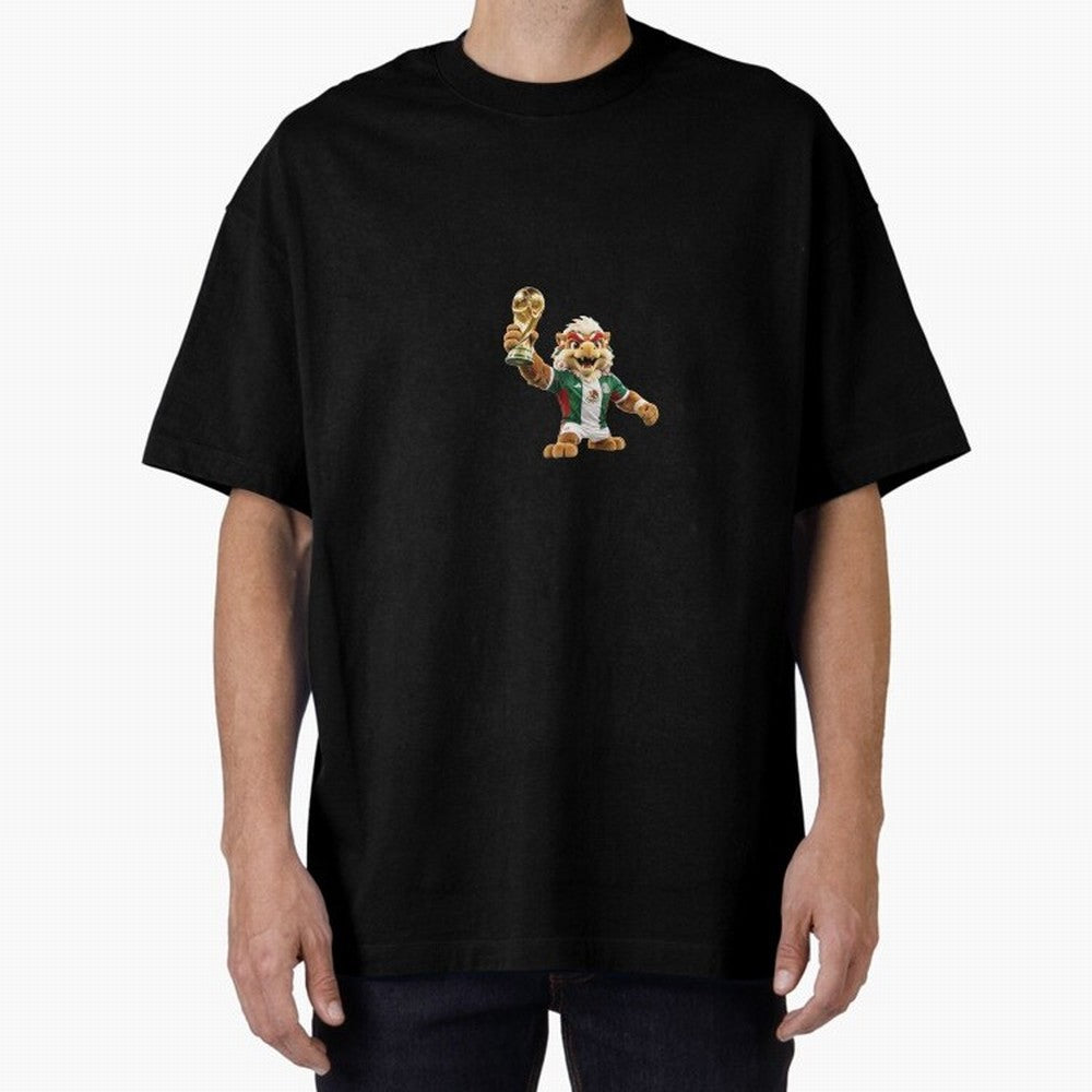 Mexico Soccer Mascot Champion - Mexican Football Victory Trophy 2026 Oversized T-Shirt Follow the Road to FIFA World Cup 2026 USA Canada Mexico Spirit, Built around Argentina, Neymar, Global Supporter Spirit, Legendary Goals, National Colors and