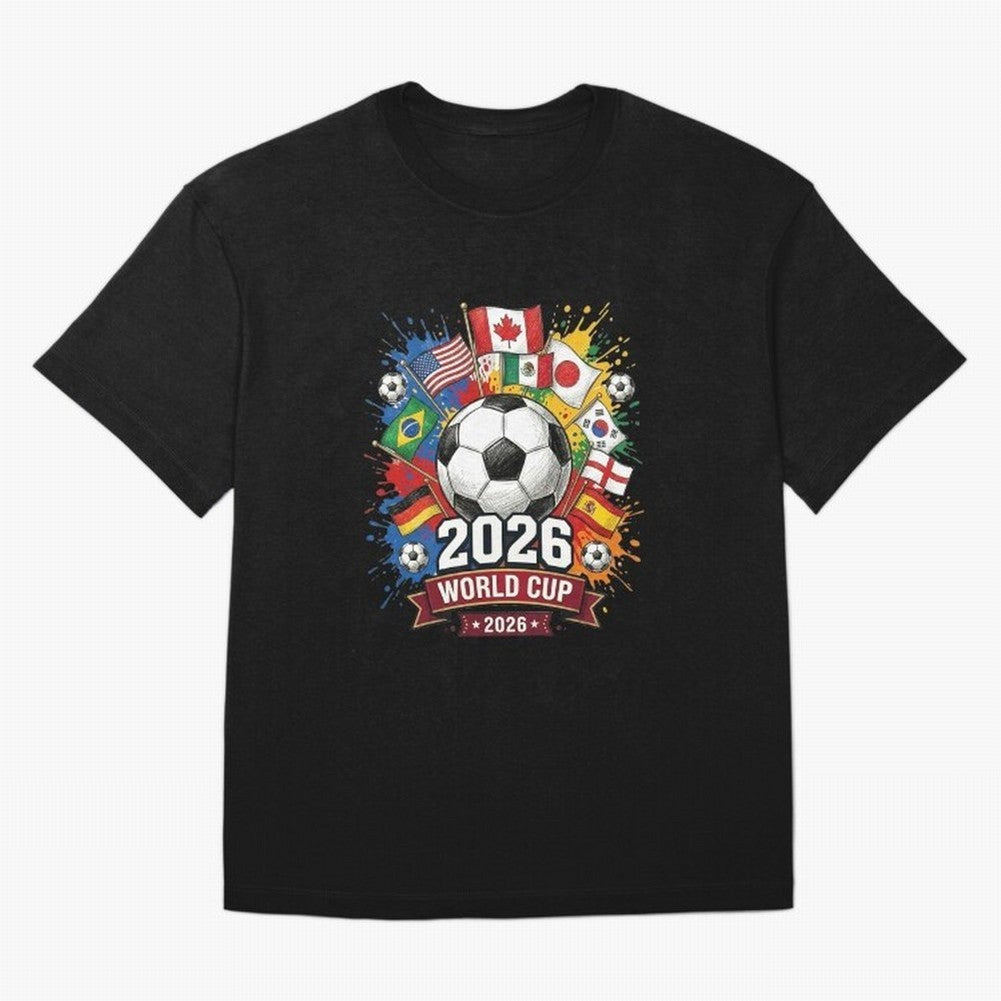 2026 World Cup Soccer Flags Graphic Oversized T-Shirt Back Your Heroes with Global Football Passion for FIFA World Cup 2026, with Cristiano Ronaldo, Haaland and CR7, England, France and Netherlands, Tournament Hype, Historic Matchups, Family