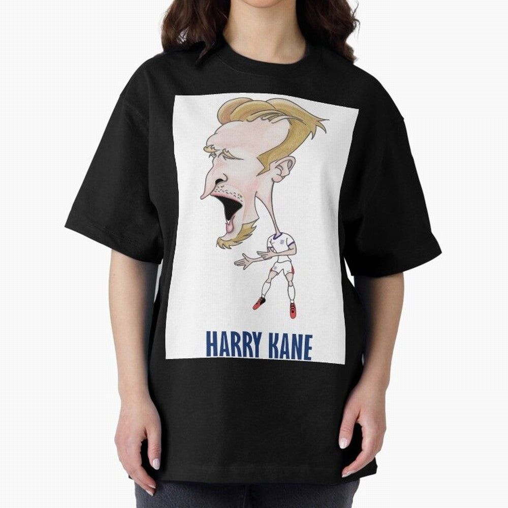 Harry Kane Caricature Print Oversized T-Shirt Celebrate the Stars of the FIFA World Cup 2026 Group Stage Journey through Neymar Highlights, France Pride, Football Festival Excitement, Trophy Ambitions, Country Rivalries and Star Player Buzz; Built