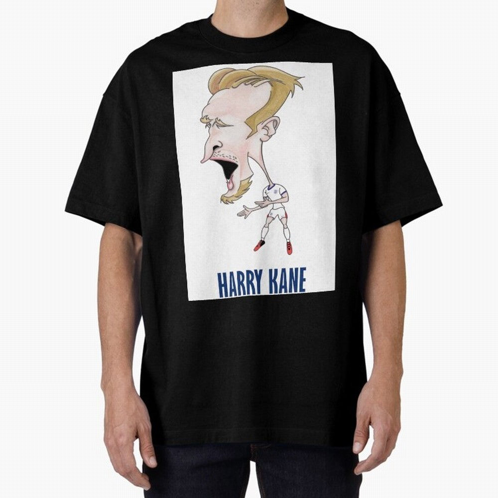 Harry Kane Caricature Print Oversized T-Shirt Celebrate the Stars of the FIFA World Cup 2026 Group Stage Journey through Neymar Highlights, France Pride, Football Festival Excitement, Trophy Ambitions, Country Rivalries and Star Player Buzz; Built