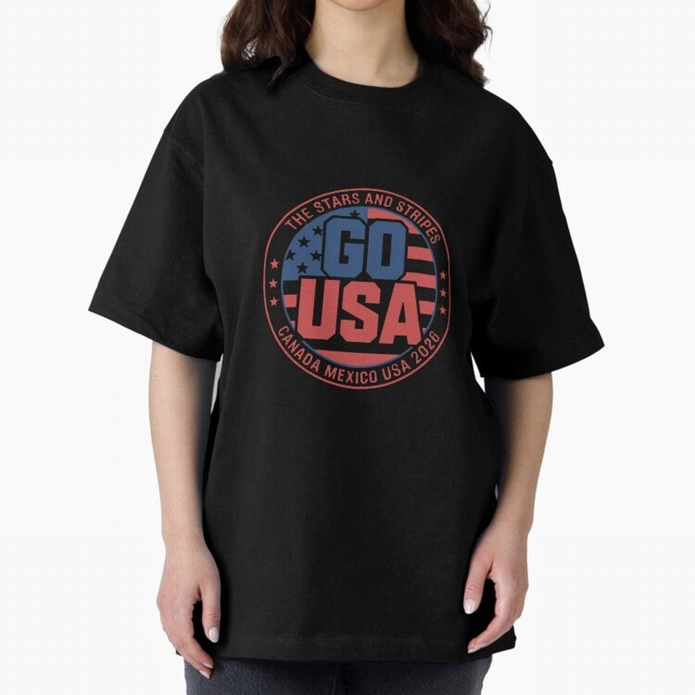 2026 USA Soccer Mexico Canada Oversized T-Shirt Create Global Football Passion for FIFA World Cup 2026 USA Canada Mexico, Celebrating Messi and Cristiano Ronaldo, Netherlands, Championship Spirit, Famous Goals, Roaring Crowds and International