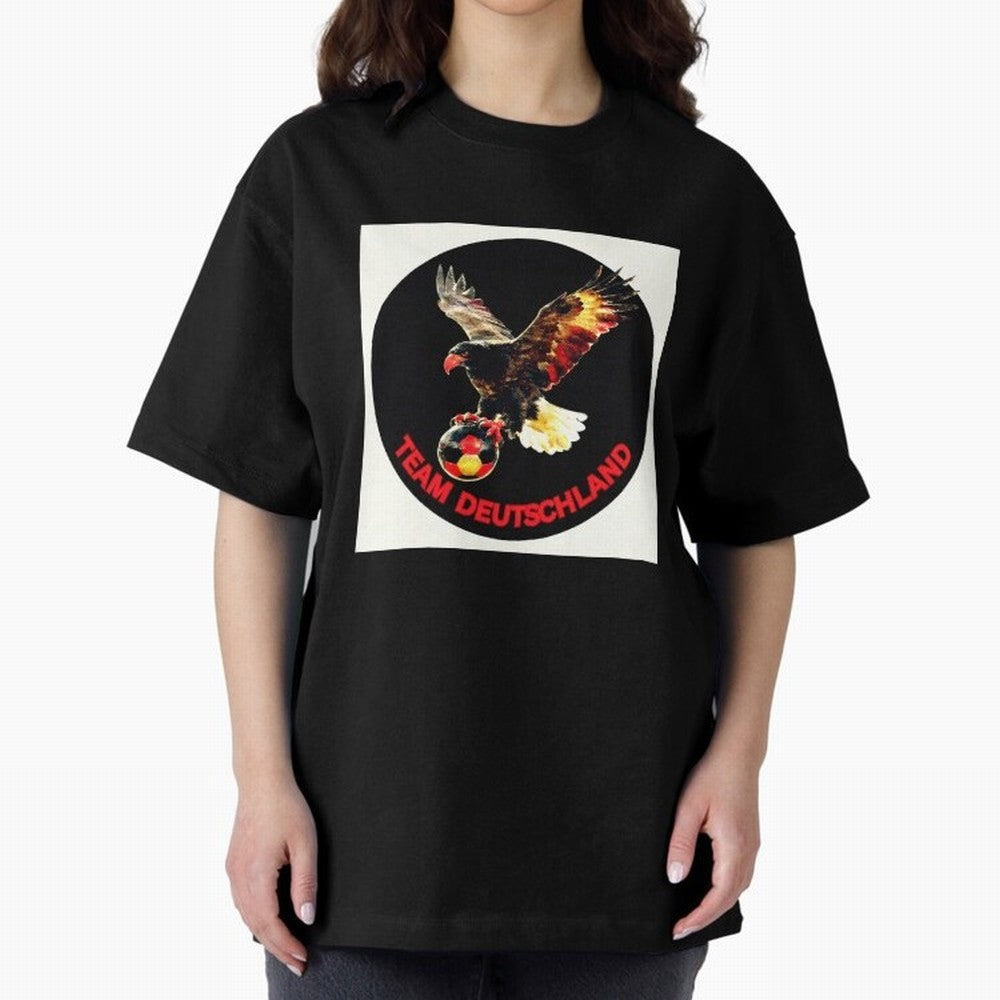 Eagle motif TEAM Germany Oversized T-Shirt Upgrade the FIFA World Cup 2026 USA Canada Mexico Journey through Messi and Cristiano Ronaldo Highlights, Brazil, Portugal and Argentina Pride, Vintage Soccer Flavor, Modern Football Stars, National Flags