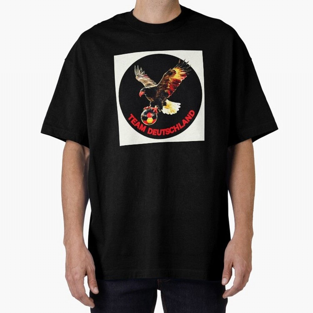 Eagle motif TEAM Germany Oversized T-Shirt Upgrade the FIFA World Cup 2026 USA Canada Mexico Journey through Messi and Cristiano Ronaldo Highlights, Brazil, Portugal and Argentina Pride, Vintage Soccer Flavor, Modern Football Stars, National Flags