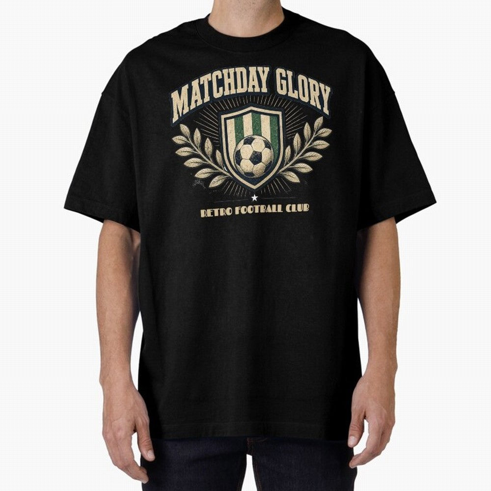Matchday Glory Vintage Football Club Heritage Shield Emblem Oversized T-Shirt Back the Journey through FIFA World Cup 2026 Group Stage Spirit, Capturing Spain, Neymar, Retro Football Energy, Iconic Rivalries, Trophy Chase Drama and Stadium