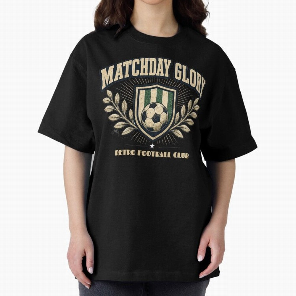 Matchday Glory Vintage Football Club Heritage Shield Emblem Oversized T-Shirt Back the Journey through FIFA World Cup 2026 Group Stage Spirit, Capturing Spain, Neymar, Retro Football Energy, Iconic Rivalries, Trophy Chase Drama and Stadium