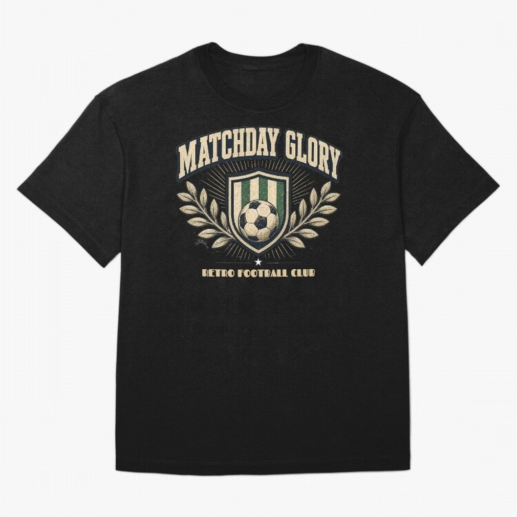 Matchday Glory Vintage Football Club Heritage Shield Emblem Oversized T-Shirt Back the Journey through FIFA World Cup 2026 Group Stage Spirit, Capturing Spain, Neymar, Retro Football Energy, Iconic Rivalries, Trophy Chase Drama and Stadium