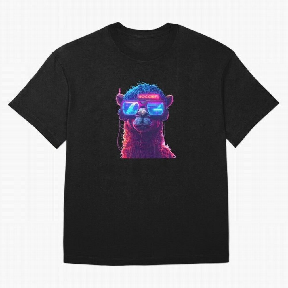 Cyberpunk Llama with Neon Soccer Vibes Oversized T-Shirt Enjoy the Biggest Football Party of FIFA World Cup 2026 for Fans of CR7 and France and Portugal, Bringing Supporter Pride, Iconic Celebrations, Legendary Names and Global Match Day Energy;