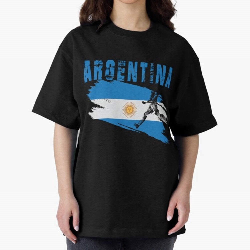 Argentina World Cup 2026 ¨C Pride in Motion Oversized T-Shirt Show Fan Pride Across FIFA World Cup 2026 for Fans of Messi and Cristiano Ronaldo and Brazil, Bringing Classic Soccer Heritage, Championship Pressure, Fan Loyalty and International