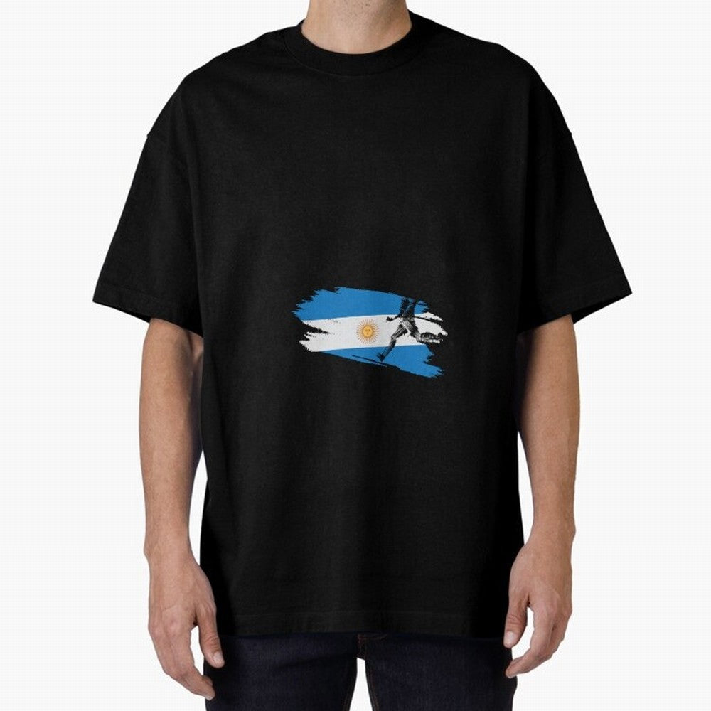 Argentina 2026 ¨C Muchachos ¨C Rumbo a la Cuarta en USA 2026 Oversized T-Shirt Bring Retro Soccer Energy to Global Football Passion for FIFA World Cup 2026 Group Stage, Driven by Messi and Cristiano Ronaldo, Argentina, France and Brazil, Goal