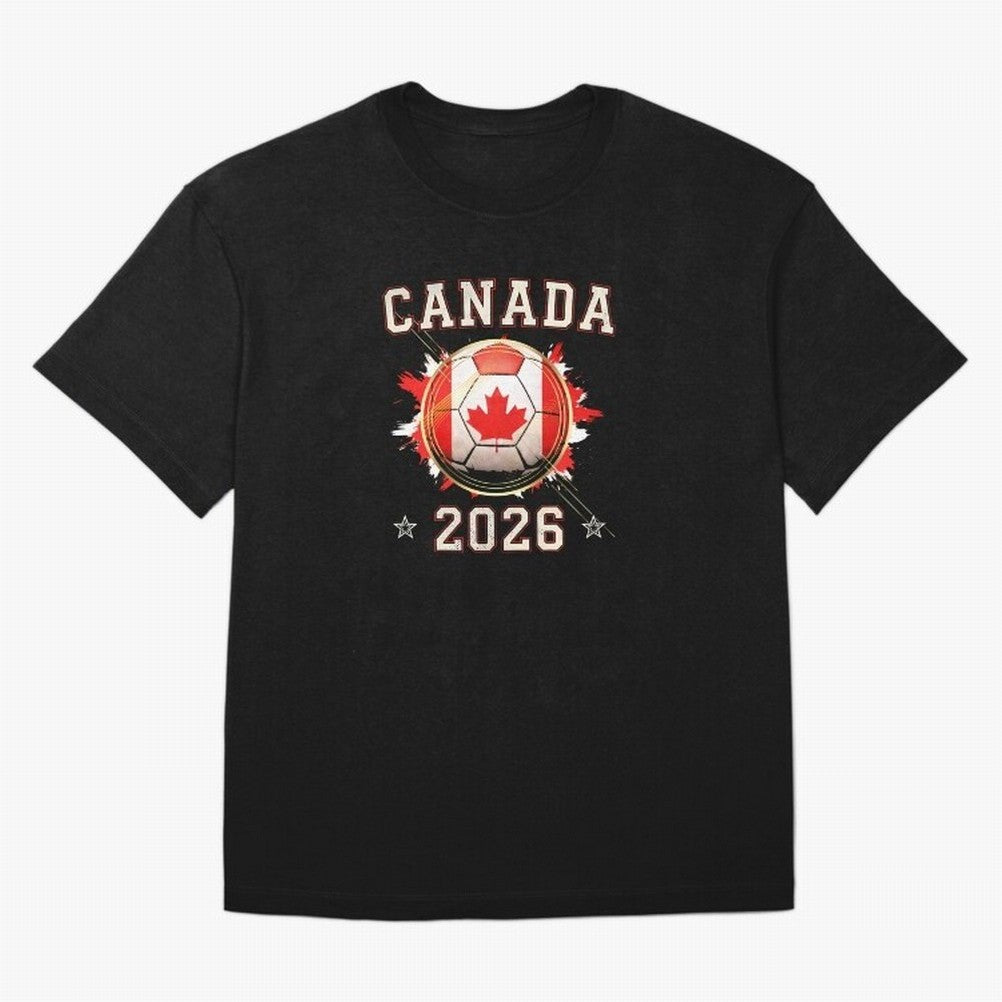 Front Print Canada Soccer World Cup 2026 - Canadian Fan Gift T-Shirt_84561562 Oversized T-Shirt Honor Football Greatness during Global Football Passion for FIFA World Cup 2026 Group Stage, Capturing Haaland, Brazil, Sports Nostalgia, International