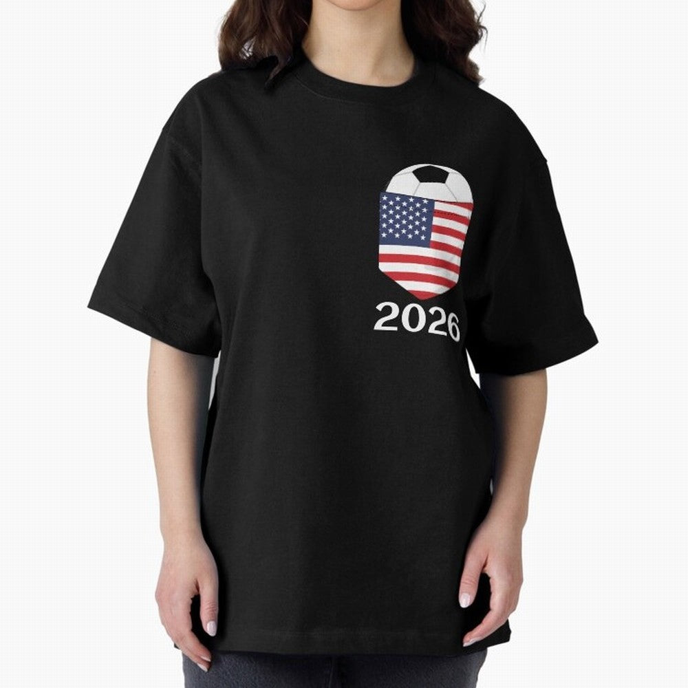 Soccer 2026 USA in the breast pocket Oversized T-Shirt Showcase the FIFA World Cup 2026 Group Stage Journey through Neymar, Haaland and Cristiano Ronaldo Highlights, Spain and Netherlands Pride, Champion Mindset, Group Stage Buzz, Knockout Tension