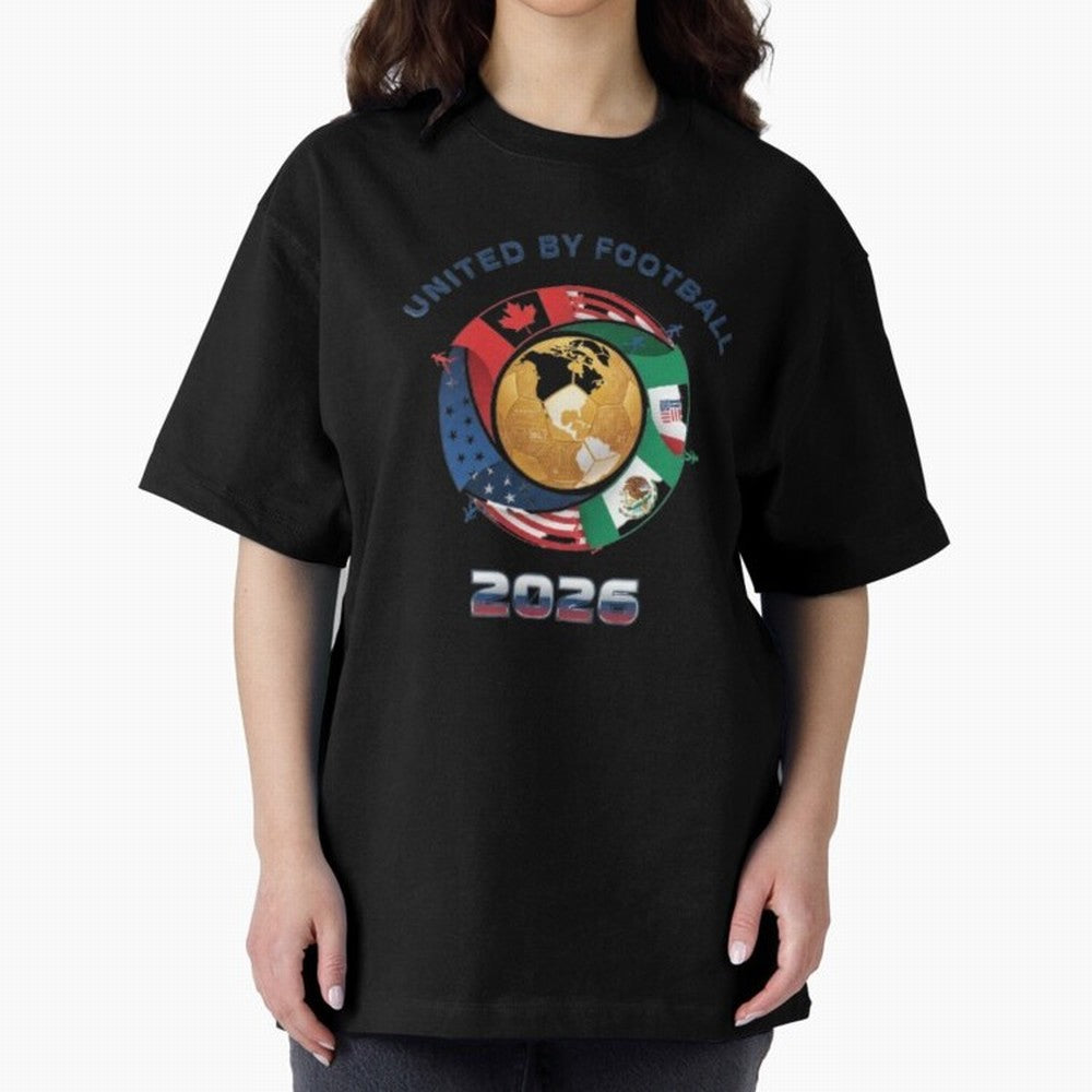 Connected Network Soccer Ball World Cup 2026 Concept Oversized T-Shirt Show Love for Legendary Goals in the FIFA World Cup 2026 Journey through CR7 Highlights, Brazil, Portugal and Argentina Pride, Stadium Memories, Football Loyalty, International