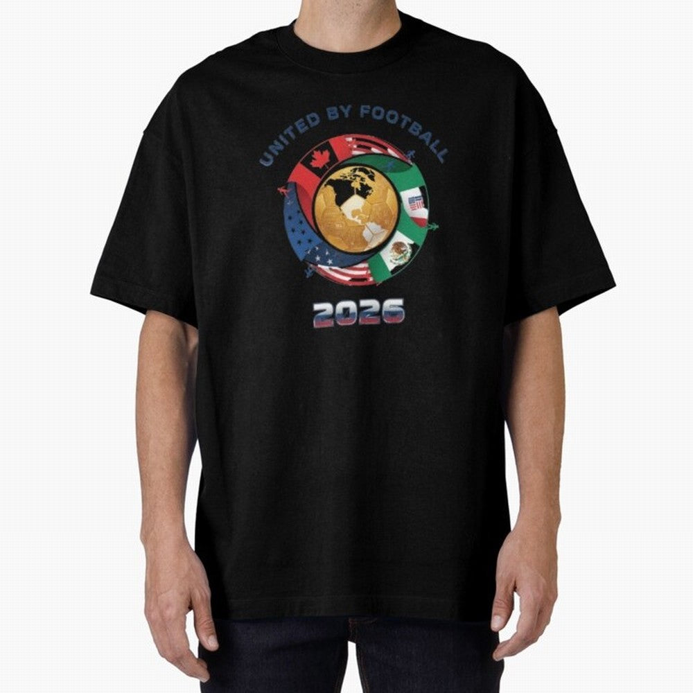 Connected Network Soccer Ball World Cup 2026 Concept Oversized T-Shirt Show Love for Legendary Goals in the FIFA World Cup 2026 Journey through CR7 Highlights, Brazil, Portugal and Argentina Pride, Stadium Memories, Football Loyalty, International
