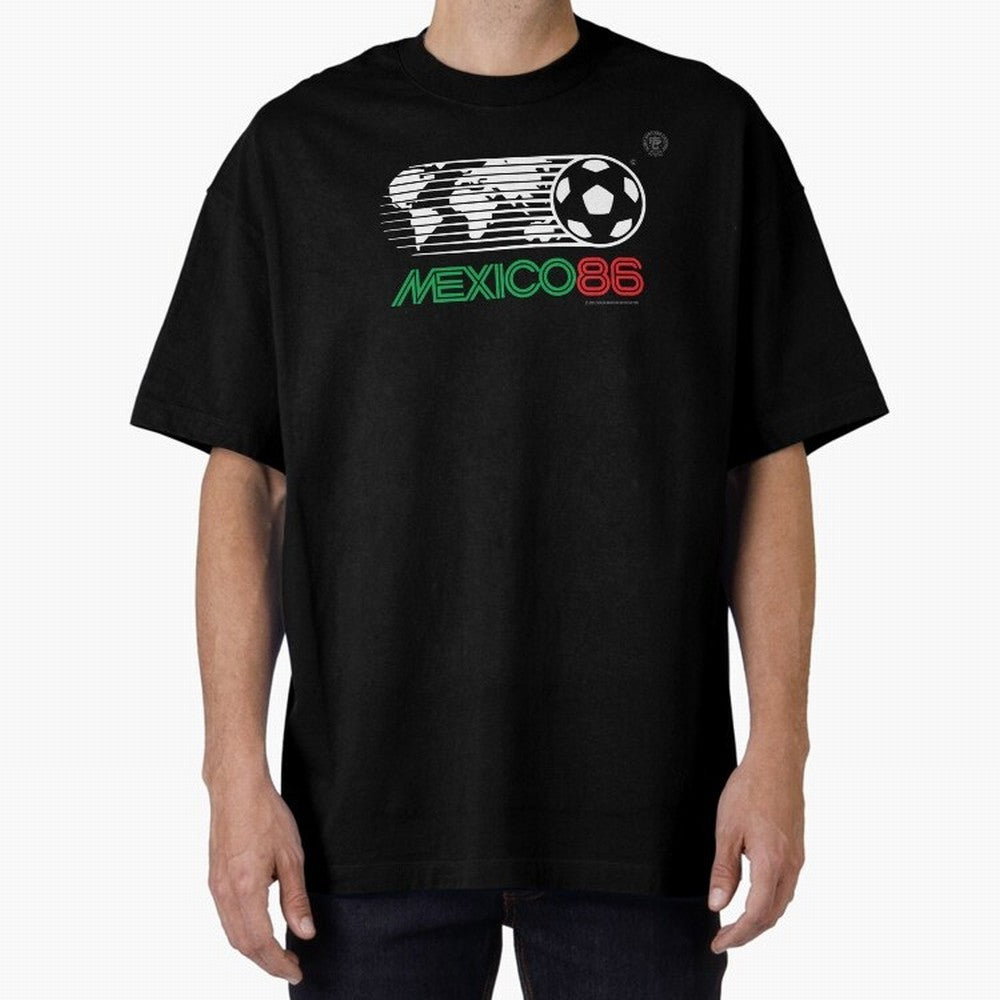 Mexico 86 Logo Tribute ¨C Retro Soccer World Cup Inspired Graphic | Vintage Mexican Football Art | Ruben Santiago Creative Oversized T-Shirt Keep Football History Alive during the FIFA World Cup 2026 Group Stage Journey through Neymar Highlights,