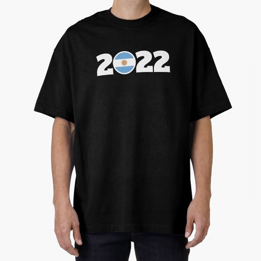 Argentina 2022 World Champions Three Stars Oversized T-Shirt Cheer for FIFA World Cup 2026 Group Stage for Fans of Haaland and England, France and Netherlands, Bringing Match Day Excitement, Supporter Culture, Golden Goals and Global Football