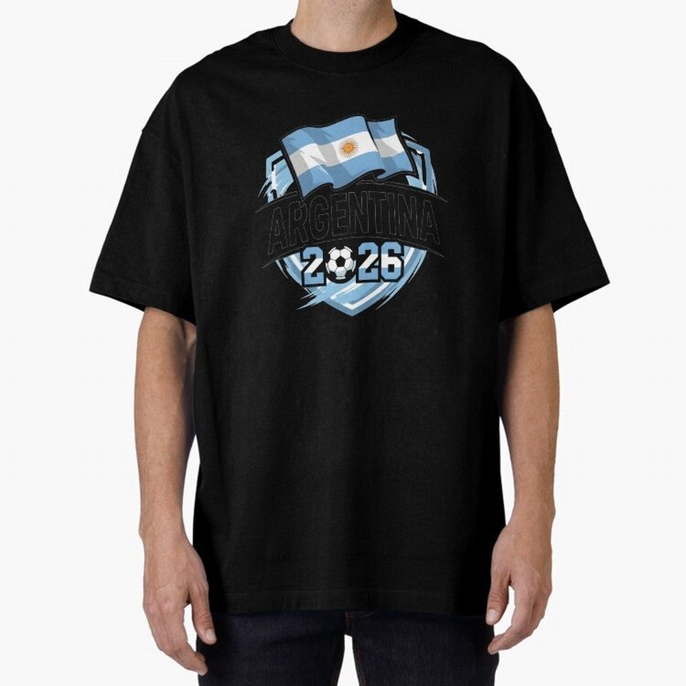 ARGENTINA World Cup 2026 Poster ¨C ARGENTINA Football Oversized T-Shirt Make Your Look Match FIFA World Cup 2026 for Fans of Neymar, Haaland and Cristiano Ronaldo and England, Bringing Goal Celebration Energy, Supporter Heritage, Football Icons and