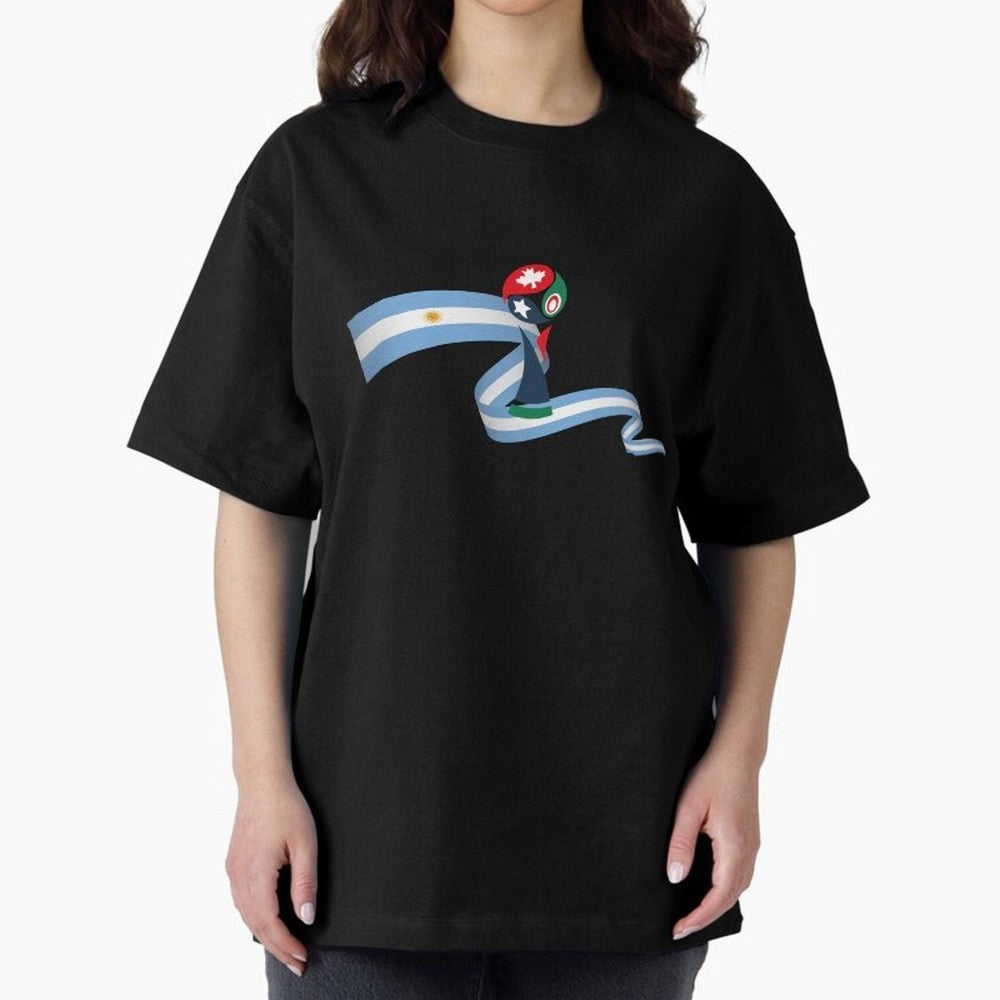 World Cup 2026 Team Argentina Oversized T-Shirt Carry the Dream of FIFA World Cup 2026 Group Stage Centered on CR7 and Messi, France and Portugal Energy, Fan Favorite Moments, National Team Passion, Big Match Drama and Soccer History; Great for